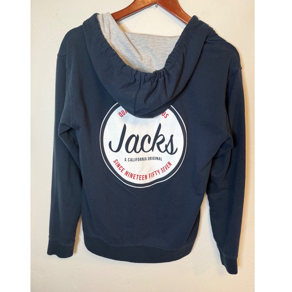 Jacks Surfboards Mens Full Zip Hoodie Navy Blue Logo Graphic Sweatshirt Small - Picture 5 of 8